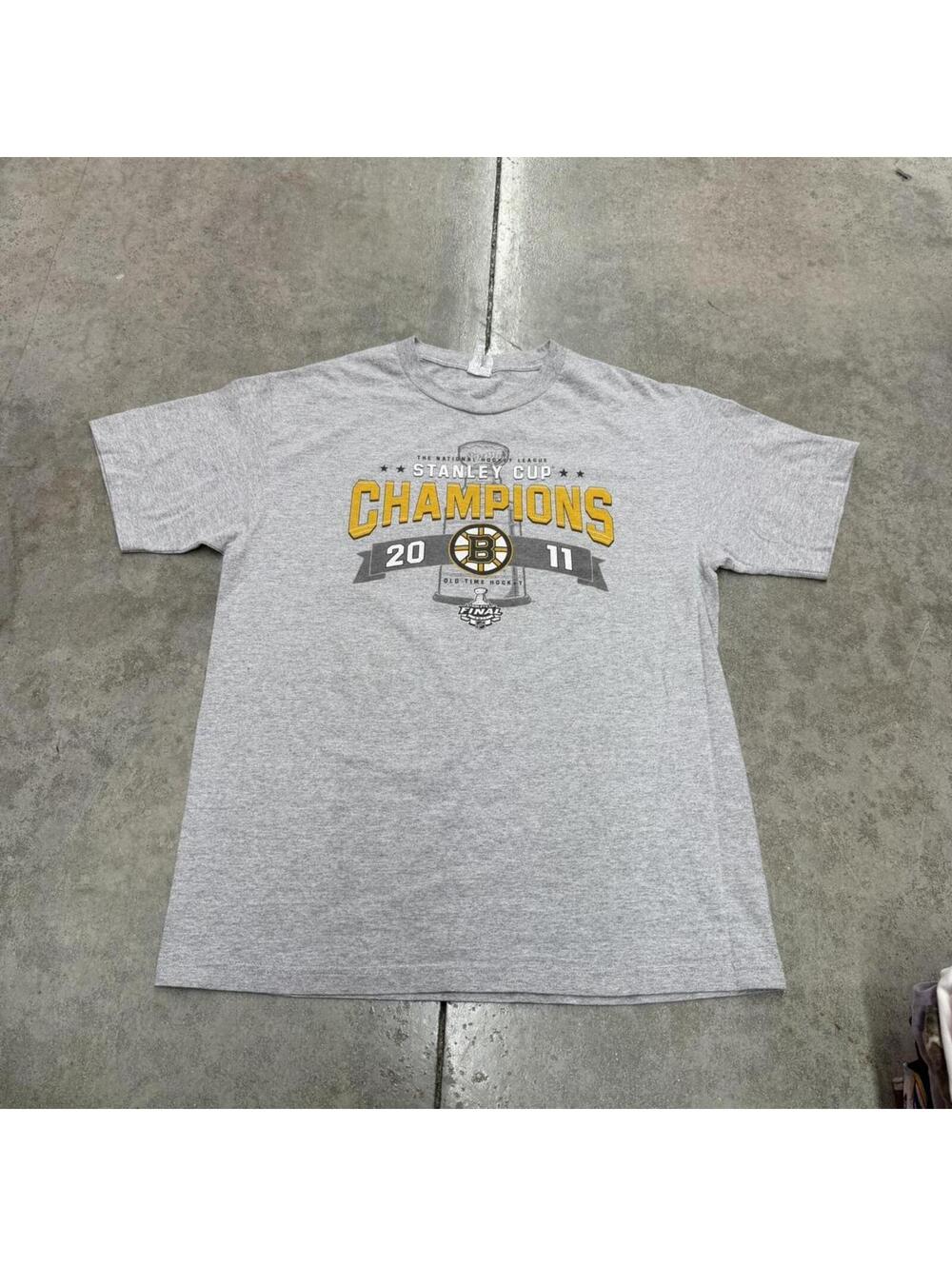 vintage boston bruins grey spell out shirt size large